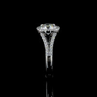 14K White Gold Split Shank Halo Ring with 1.59 Carat E VVS1 Round Lab Diamond Center and 0.45 Carat Diamond Accents - 2.04 Total Carat Weight - Covaloro Fine Jewelry