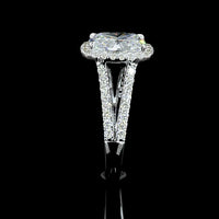 14K White Gold Split Shank Halo Ring with 1.93 Carat Cushion Brilliant Lab Diamond and 0.59 Carat Diamond Accents - 2.52 Carat Total Diamond Weight - Covaloro Fine Jewelry