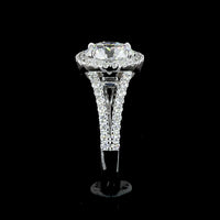 14K White Gold Split Shank Halo Ring with 4.02 Carat Round Brilliant Lab Diamond and 0.81 Carat Accent Diamonds - 4.83 Carat Total Diamond Weight - Covaloro Fine Jewelry