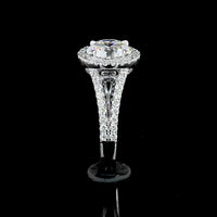 14K White Gold Split Shank Halo Ring with 4.20 Carat Round Brilliant Lab Diamond and 0.76 Carat Accent Diamonds - 4.96 Carat Total Diamond Weight - Covaloro Fine Jewelry