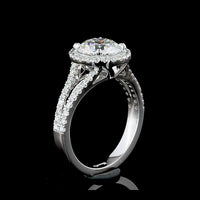 14K White Gold Split Shank Halo Ring with 8.13 Carat Round Brilliant Cut Lab Diamond Center and 1.04 Carat Accent Diamonds - 9.17 Carat Total Weight - Covaloro Fine Jewelry