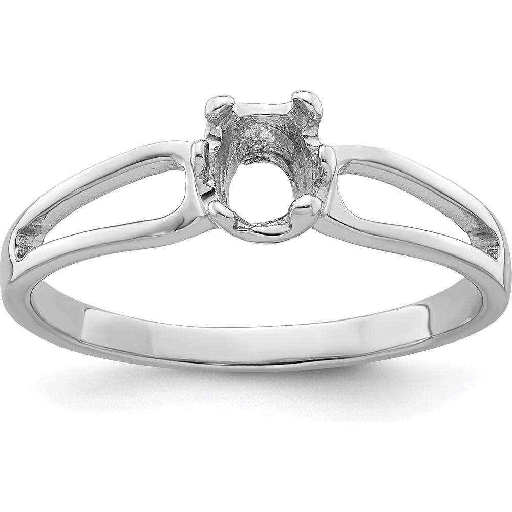 14K White Gold Split Shank Mounting for 6x4mm Oval Gemstone by Monteluci Fine Jewelry