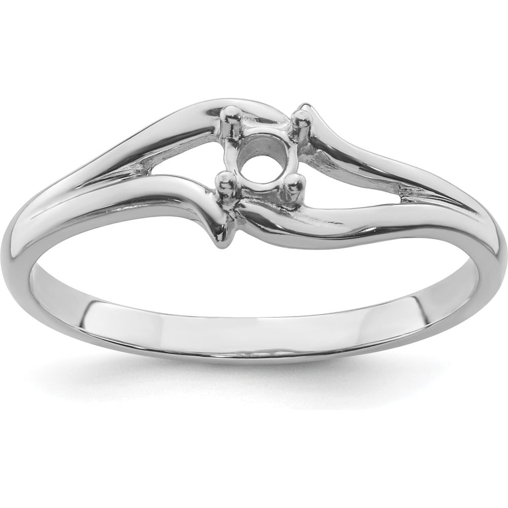 14K White Gold Split Shank Ring Mounting for 2.5mm Round Center Stone by Oro Pregiato