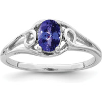 14K White Gold Split Shank Ring with 0.50 Carat Oval Tanzanite by Monteluci Fine Jewelry