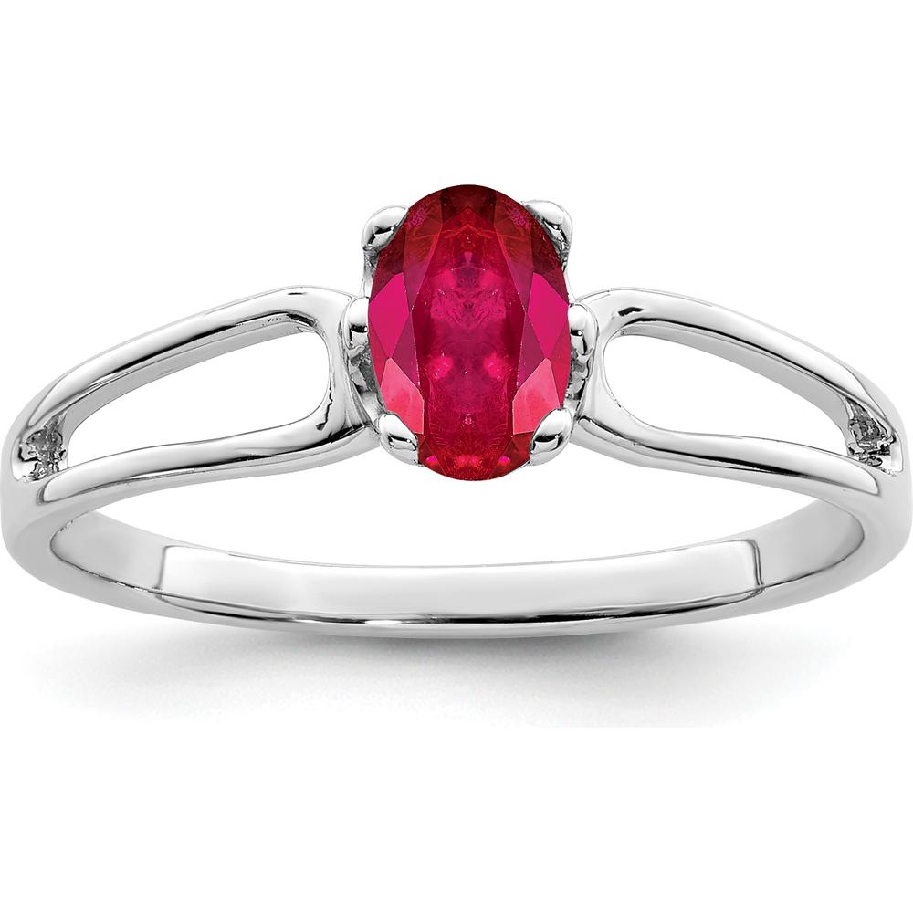 14K White Gold Split Shank Ring with 0.6 Carat Oval Natural Ruby by Monteluci Fine Jewelry