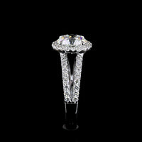 14K White Gold Split Shank Ring with 1.03 Carat Round Brilliant Cut Lab Diamond and Halo Setting - 1.42 Carat Total Diamond Weight - Covaloro Fine Jewelry