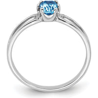 14K White Gold Split Shank Ring with 6x4mm Oval Swiss Blue Topaz - 0.55 Carat Total Gem Weight by Monteluci Fine Jewelry