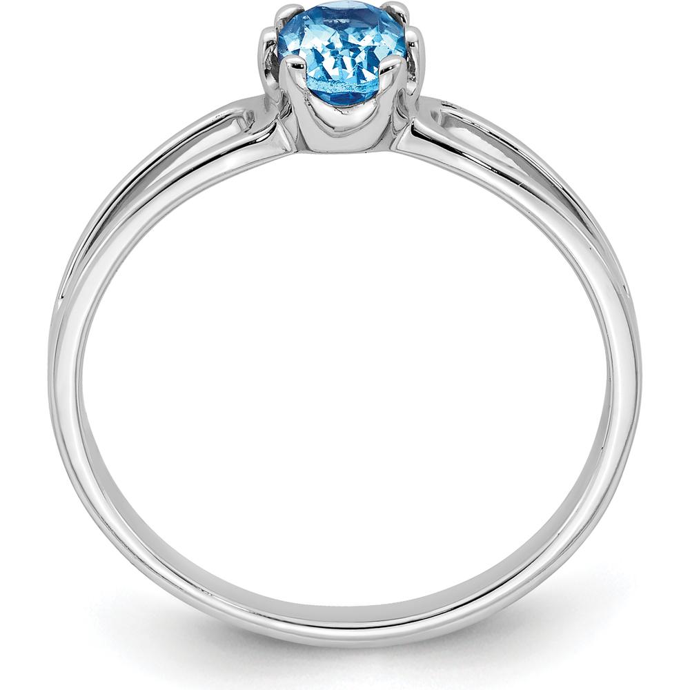 14K White Gold Split Shank Ring with 6x4mm Oval Swiss Blue Topaz - 0.55 Carat Total Gem Weight by Monteluci Fine Jewelry