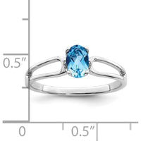 14K White Gold Split Shank Ring with 6x4mm Oval Swiss Blue Topaz - 0.55 Carat Total Gem Weight by Monteluci Fine Jewelry