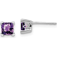 14K White Gold Square Amethyst Stud Earrings - 0.572 Carat Total Amethyst Weight by Monteluci Fine Jewelry