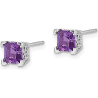14K White Gold Square Amethyst Stud Earrings - 0.572 Carat Total Amethyst Weight by Monteluci Fine Jewelry