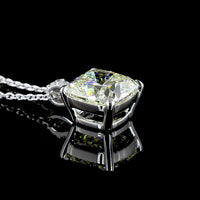 14K White Gold Square Antique Cushion Cut Lab Diamond Pendant Necklace - 3.09 Carat Total Diamond Weight (3.01 Carat Center + Accents) - Covaloro Fine Jewelry