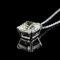 14K White Gold Square Antique Cushion Cut Lab Diamond Pendant Necklace - 3.09 Carat Total Diamond Weight (3.01 Carat Center + Accents) - Covaloro Fine Jewelry