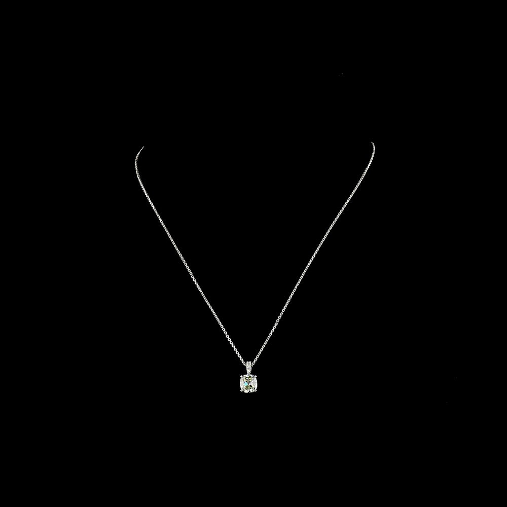 14K White Gold Square Antique Cushion Cut Lab Diamond Pendant with Accent Diamonds - 1.65 Carat Total Diamond Weight - Covaloro Fine Jewelry