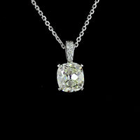 14K White Gold Square Antique Cushion Cut Lab Diamond Pendant with Accent Diamonds - 1.65 Carat Total Diamond Weight - Covaloro Fine Jewelry