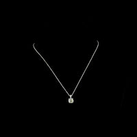 14K White Gold Square Antique Cushion Cut Lab Diamond Pendant with Brilliant Diamond Accents - 2.10 Carats Total Diamond Weight - Covaloro Fine Jewelry