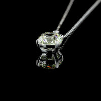 14K White Gold Square Antique Cushion Cut Lab Diamond Pendant with Brilliant Diamond Accents - 2.10 Carats Total Diamond Weight - Covaloro Fine Jewelry