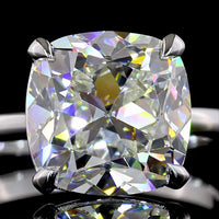 14K White Gold Square Antique Cushion Cut Lab Diamond Solitaire Ring - 5.06 Carat Total Weight, E-F VVS2 IGI Certified - Covaloro Fine Jewelry