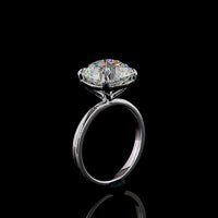 14K White Gold Square Antique Cushion Cut Lab Diamond Solitaire Ring - 5.06 Carat Total Weight, E-F VVS2 IGI Certified - Covaloro Fine Jewelry