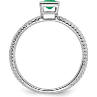 14K White Gold Square Bezel Emerald Ring with 0.265 Carat Princess Cut Emerald by 0