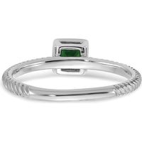 14K White Gold Square Bezel Emerald Ring with 0.265 Carat Princess Cut Emerald by 0