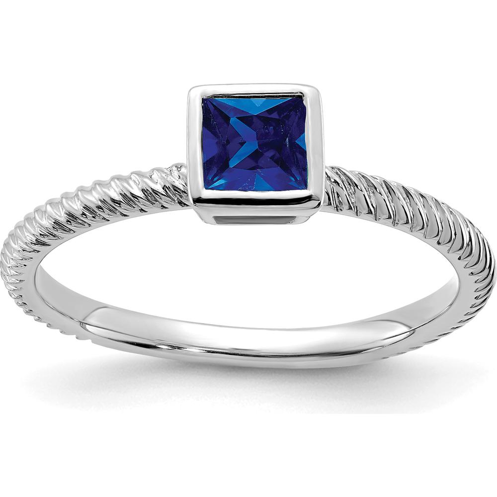 14K White Gold Square Bezel Sapphire Ring - 0.265 Carat Natural Sapphire by 0