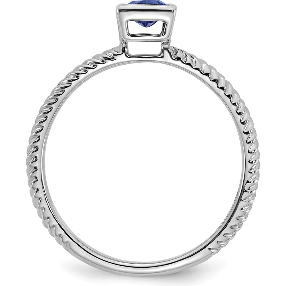 14K White Gold Square Bezel Sapphire Ring - 0.265 Carat Natural Sapphire by 0