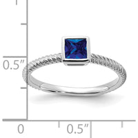 14K White Gold Square Bezel Sapphire Ring - 0.265 Carat Natural Sapphire by 0
