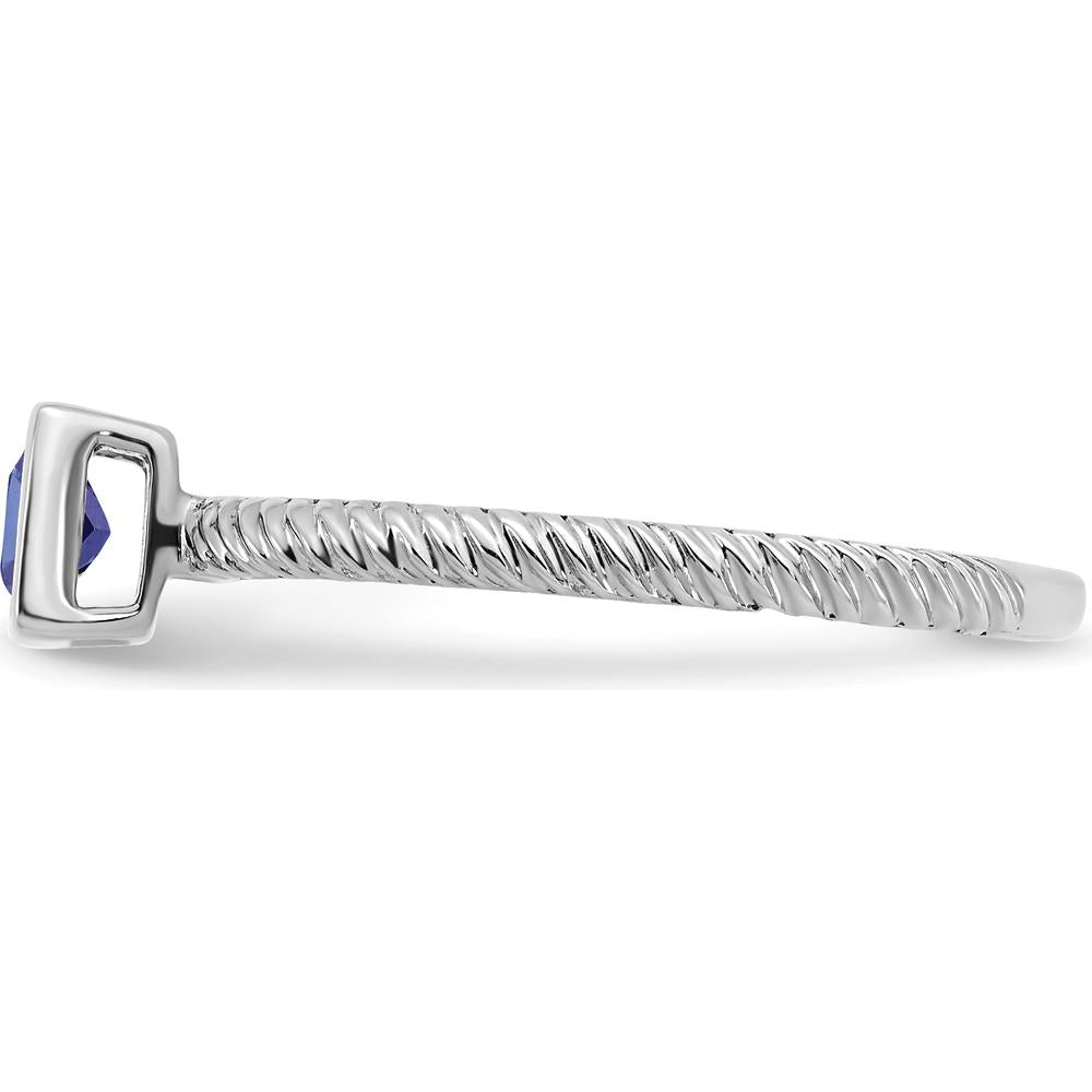 14K White Gold Square Bezel Sapphire Ring - 0.265 Carat Natural Sapphire by 0
