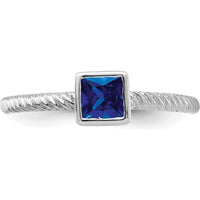 14K White Gold Square Bezel Sapphire Ring - 0.265 Carat Natural Sapphire by 0