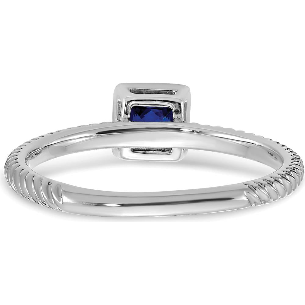 14K White Gold Square Bezel Sapphire Ring - 0.265 Carat Natural Sapphire by 0
