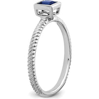 14K White Gold Square Bezel Sapphire Ring - 0.265 Carat Natural Sapphire by 0