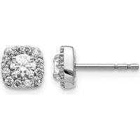 14K White Gold Square Cluster Diamond Earrings with Round Diamonds - 0.4 Carat Total Diamond Weight by Monteluci Fine Jewelry