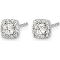 14K White Gold Square Cluster Diamond Earrings with Round Diamonds - 0.4 Carat Total Diamond Weight by Monteluci Fine Jewelry