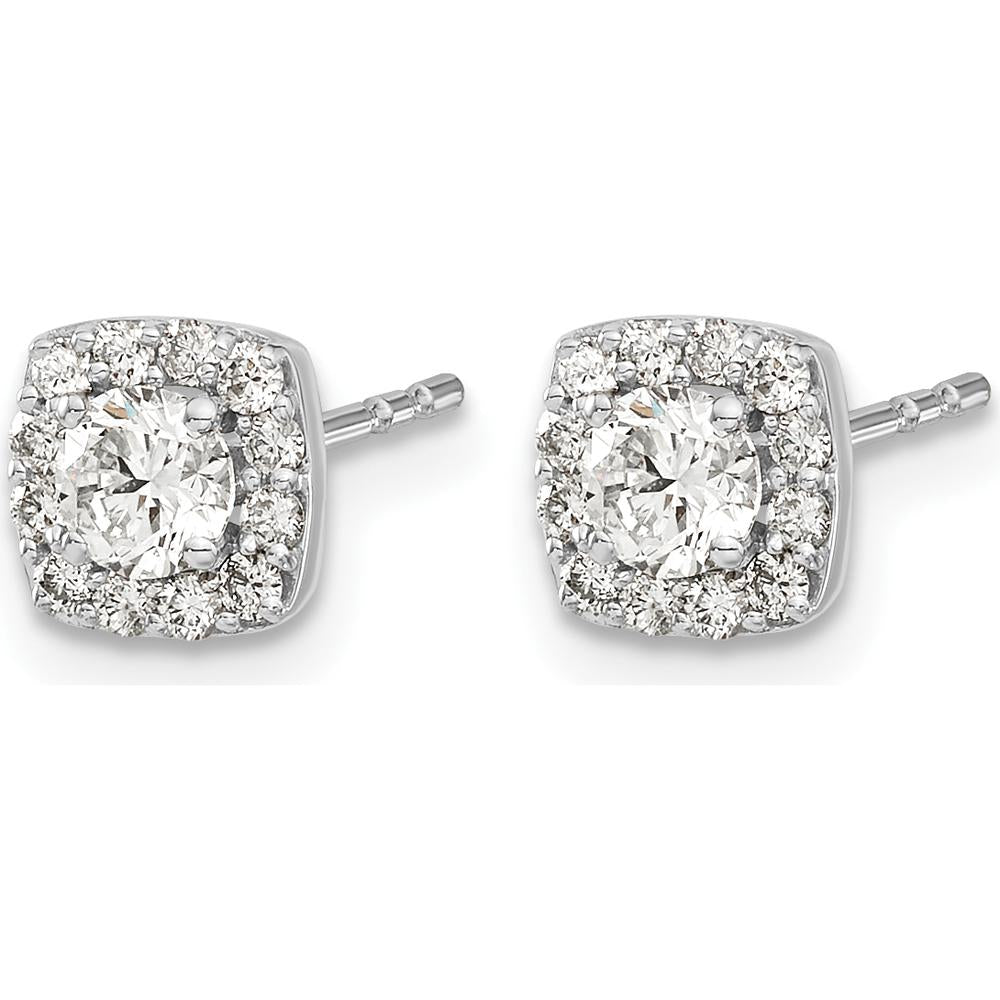 14K White Gold Square Cluster Diamond Earrings with Round Diamonds - 0.4 Carat Total Diamond Weight by Monteluci Fine Jewelry