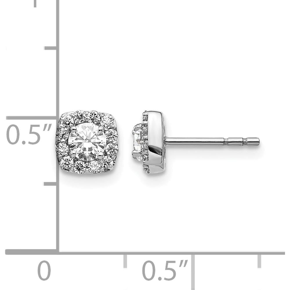 14K White Gold Square Cluster Diamond Earrings with Round Diamonds - 0.4 Carat Total Diamond Weight by Monteluci Fine Jewelry