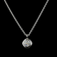 14K White Gold Square Cushion Brilliant Cut Solitaire Pendant with Bezel Set Lab Diamond - 1.30 Carats Total Diamond Weight - Covaloro Fine Jewelry