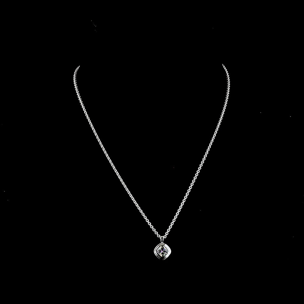 14K White Gold Square Cushion Brilliant Cut Solitaire Pendant with Bezel Set Lab Diamond - 1.30 Carats Total Diamond Weight - Covaloro Fine Jewelry