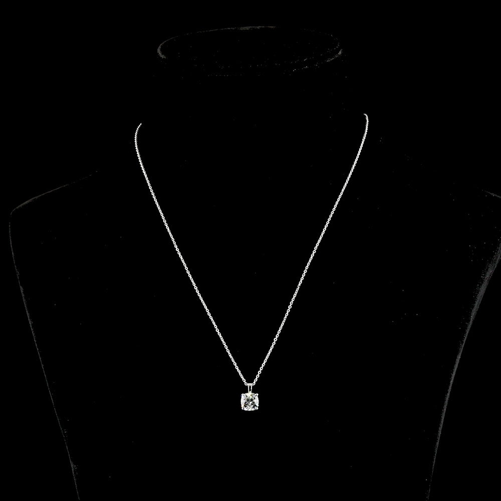 14K White Gold Square Cushion Brilliant Solitaire Pendant with 1.51 Carat Lab-Grown Diamond - VVS2 Clarity & G Color - Covaloro Fine Jewelry