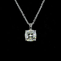 14K White Gold Square Cushion Brilliant Solitaire Pendant with 1.51 Carat Lab-Grown Diamond - VVS2 Clarity & G Color - Covaloro Fine Jewelry