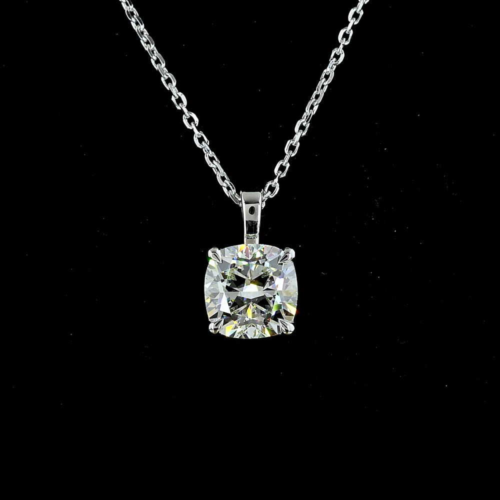 14K White Gold Square Cushion Brilliant Solitaire Pendant with 1.51 Carat Lab-Grown Diamond - VVS2 Clarity & G Color - Covaloro Fine Jewelry
