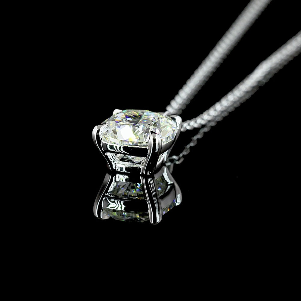 14K White Gold Square Cushion Brilliant Solitaire Pendant with 1.51 Carat Lab-Grown Diamond - VVS2 Clarity & G Color - Covaloro Fine Jewelry