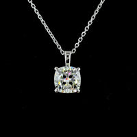 14K White Gold Square Cushion Brilliant Solitaire Pendant with 1.54 Carat Lab Grown Diamond - G Color VS2 Clarity - Covaloro Fine Jewelry