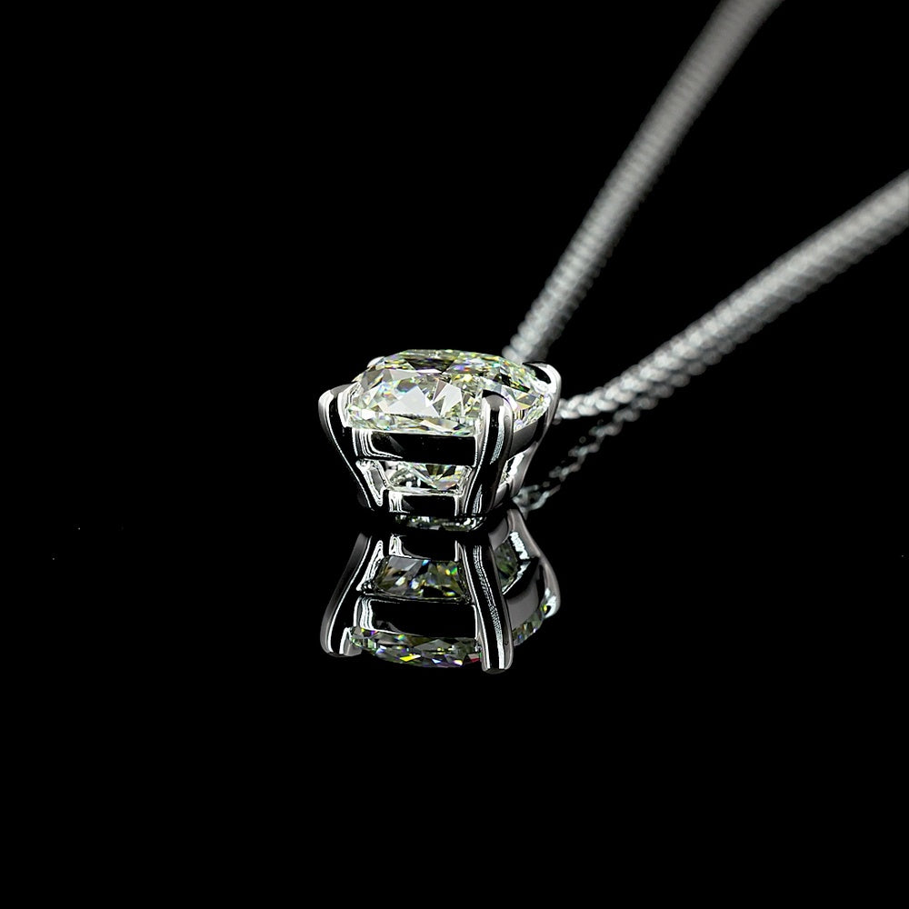 14K White Gold Square Cushion Brilliant Solitaire Pendant with 1.54 Carat Lab Grown Diamond - G Color VS2 Clarity - Covaloro Fine Jewelry