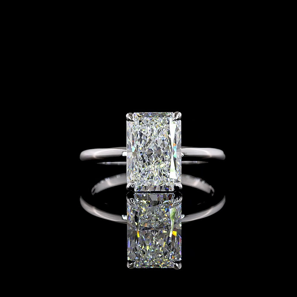 14K White Gold Square Cushion Brilliant Solitaire Ring with 1.03 Carat Lab Grown D VVS2 Diamond - IGI Certified - Covaloro Fine Jewelry