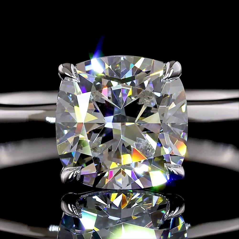 14K White Gold Square Cushion Brilliant Solitaire Ring with 1.52 Carat Lab Grown D VVS2 Diamond - IGI Certified - Covaloro Fine Jewelry
