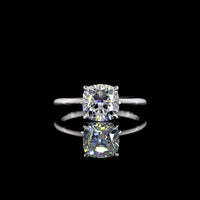 14K White Gold Square Cushion Brilliant Solitaire Ring with 2.03 Carat Lab-Grown D VS1 Diamond - IGI Certified - Covaloro Fine Jewelry