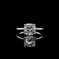 14K White Gold Square Cushion Brilliant Solitaire Ring with 3.03 Carat Lab-Grown Diamond, E-F Color, VVS2 Clarity, IGI Certified - Covaloro Fine Jewelry
