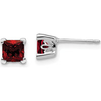 14K White Gold Square Garnet Earrings - 0.572 Carat Total Garnet Weight by Monteluci Fine Jewelry