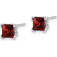 14K White Gold Square Garnet Earrings - 0.572 Carat Total Garnet Weight by Monteluci Fine Jewelry